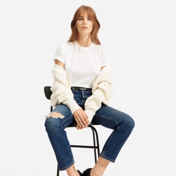 Everlane 90s Cheeky Jean 24 Crop Distressed Indigo LIKE NEW - Picture 1 of 12